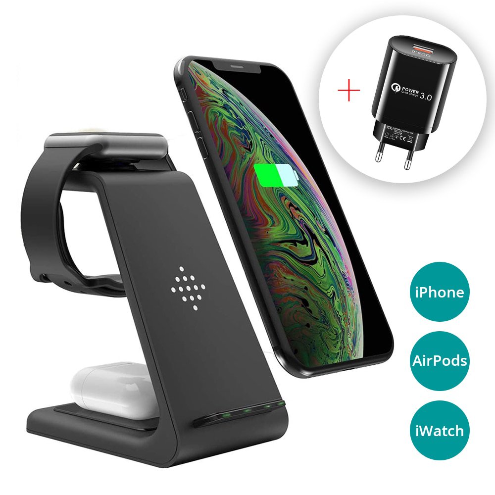 3 in 1 Wireless Charger Stand for iPhone, Apple Watch & AirPods