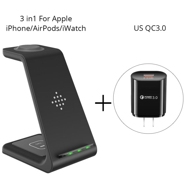 3 in 1 Wireless Charger Stand for iPhone, Apple Watch & AirPods